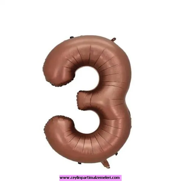 3 Rakam Kahverengi Folyo Balon